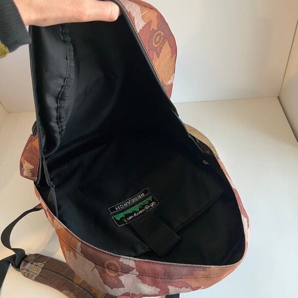 LRG Brown Leaf Print Carry on Lightweight Laptop Large Backpack Unisex - Picture 9 of 16